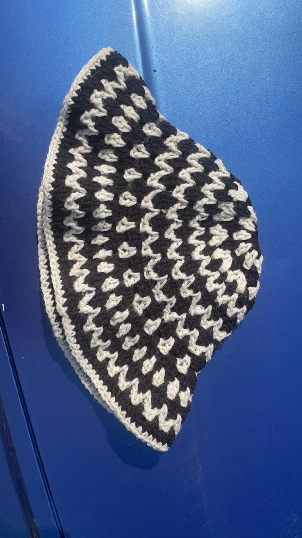 Black Cream Granny Stitch Crochet Bucket Hat – Boho Festival Style